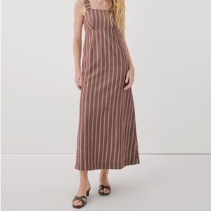 NWT Women's Mahogany Stripe Canopy Linen Blend Tank Dress M